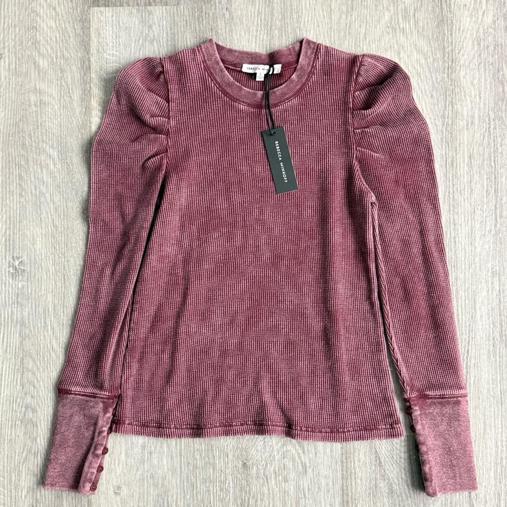 Rebecca Minkoff Dusty Rose Thermal Long Sleeve Top